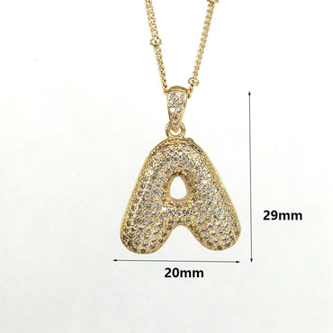 Simple Style Letter Copper Plating Inlay Zircon 18k Gold Plated Pendant Necklace