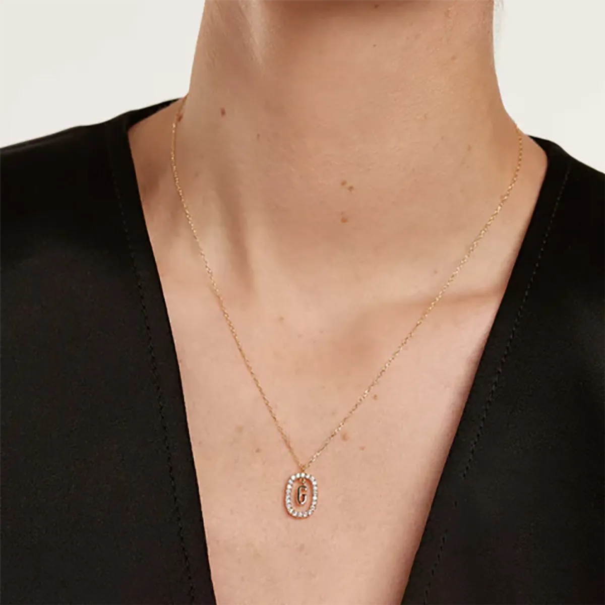 Simple Style Letter Copper Plating Inlay Zircon Gold Plated Pendant Necklace