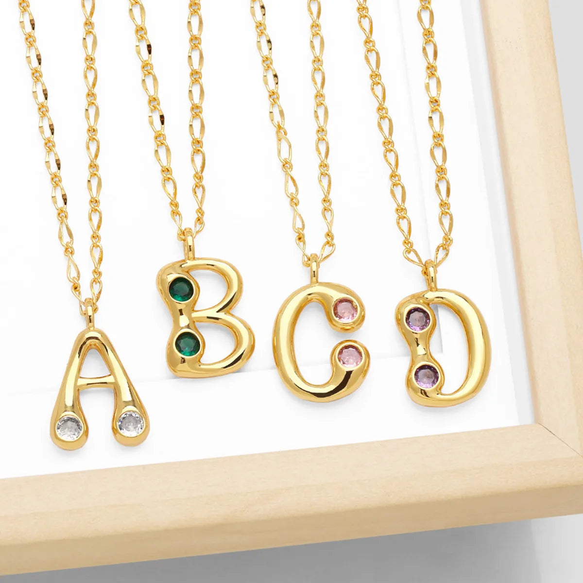 Simple Style Letter Copper Plating Inlay Zircon Pendant Necklace