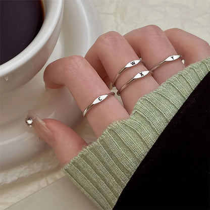 Simple Style Letter Copper Plating Open Rings