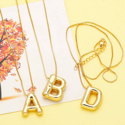 Simple Style Letter Copper Plating Pendant Necklace