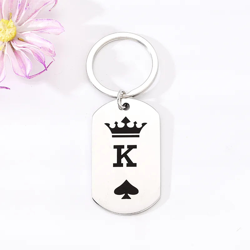 Simple Style Letter Crown Stainless Steel Bag Pendant Keychain