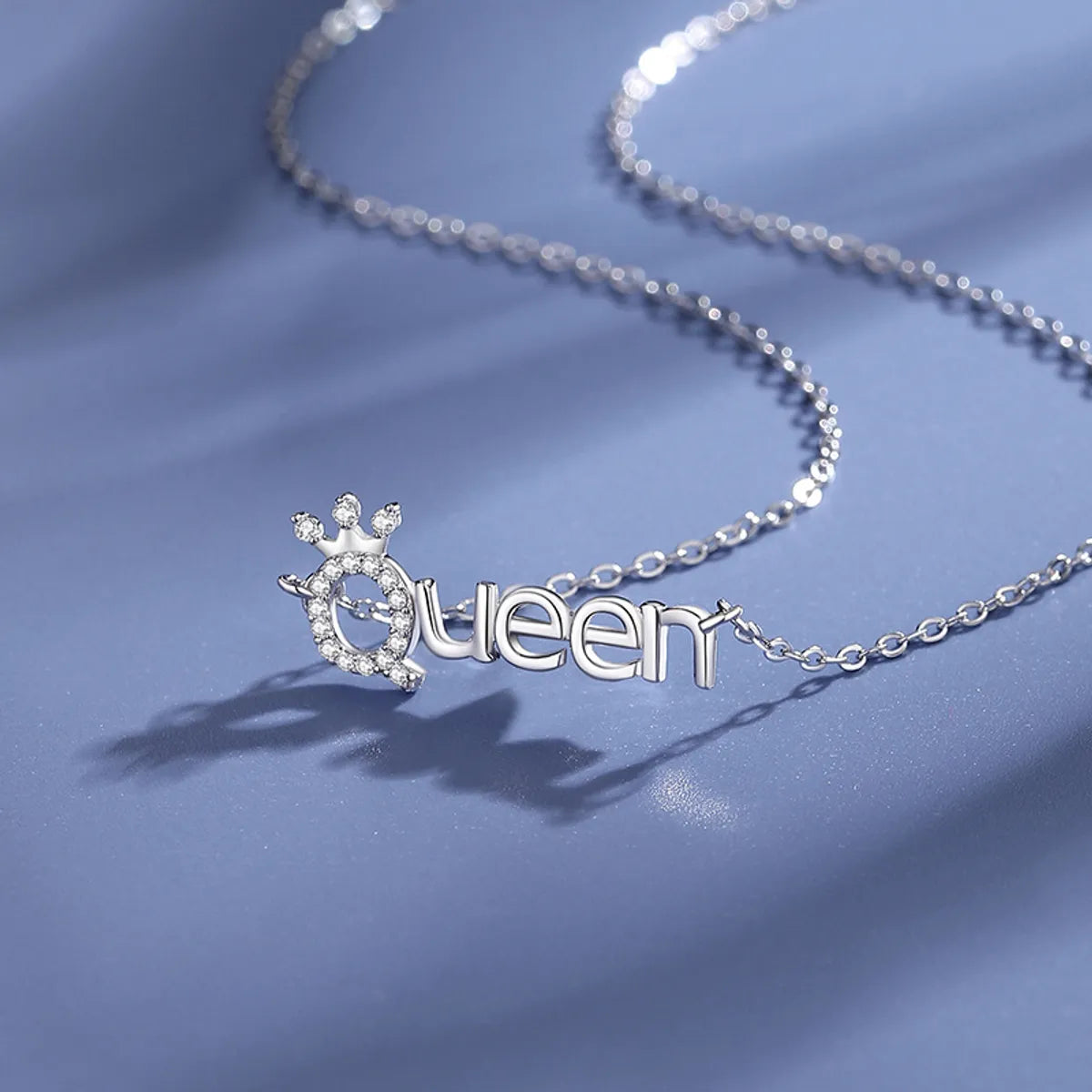 Simple Style Letter Crown Sterling Silver Polishing Plating Inlay Zircon Necklace