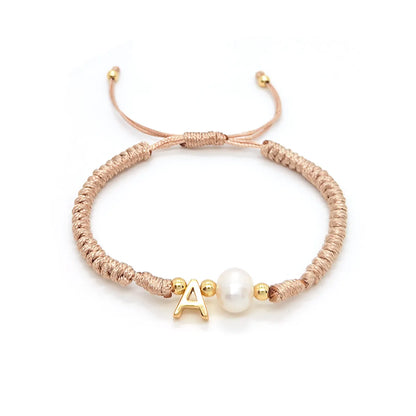 Simple Style Letter Freshwater Pearl Rope Knitting Women's Drawstring Bracelets