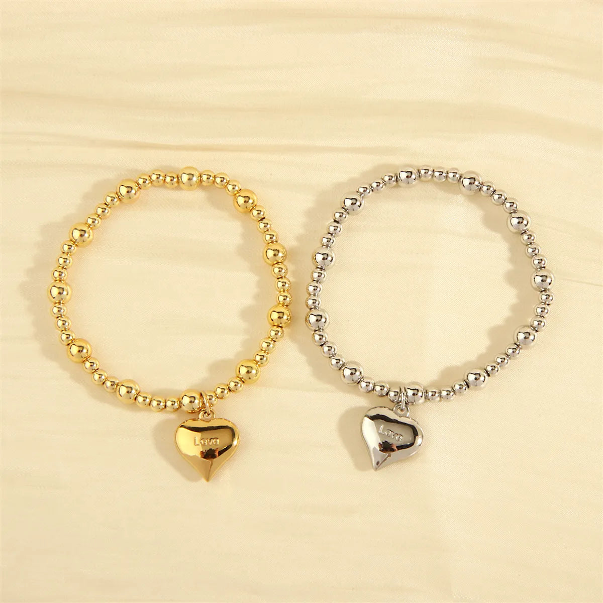 Simple Style Letter Heart Shape Copper Charm Plating 18k Gold Plated Bracelets