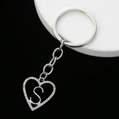 Simple Style Letter Heart Shape Stainless Steel Bag Pendant Keychain