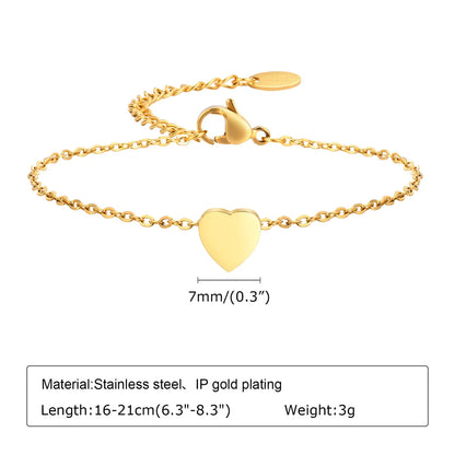 Simple Style Letter Heart Shape Stainless Steel Plating 18k Gold Plated Bracelets