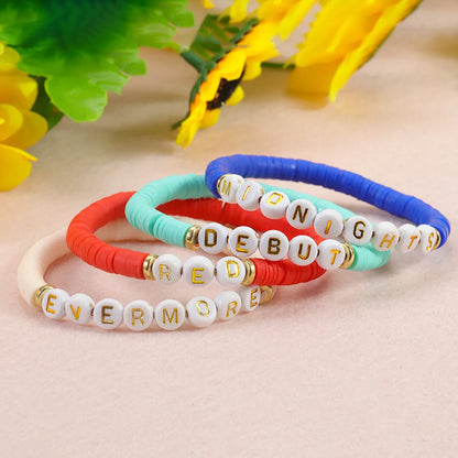 Simple Style Letter Number Soft Clay Beaded Unisex Bracelets