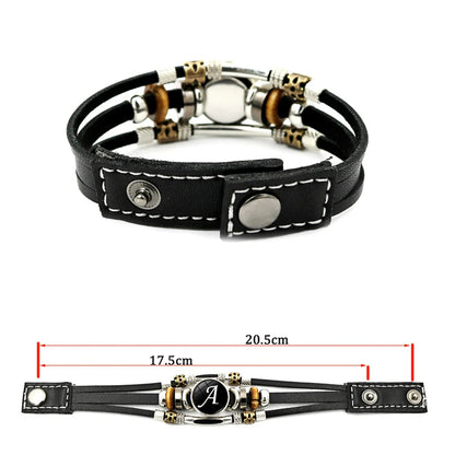 Simple Style Letter Pu Leather Alloy Glass Unisex Bracelets