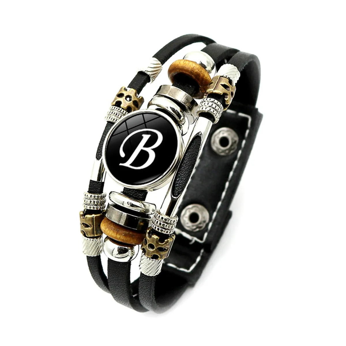 Simple Style Letter Pu Leather Alloy Glass Unisex Bracelets