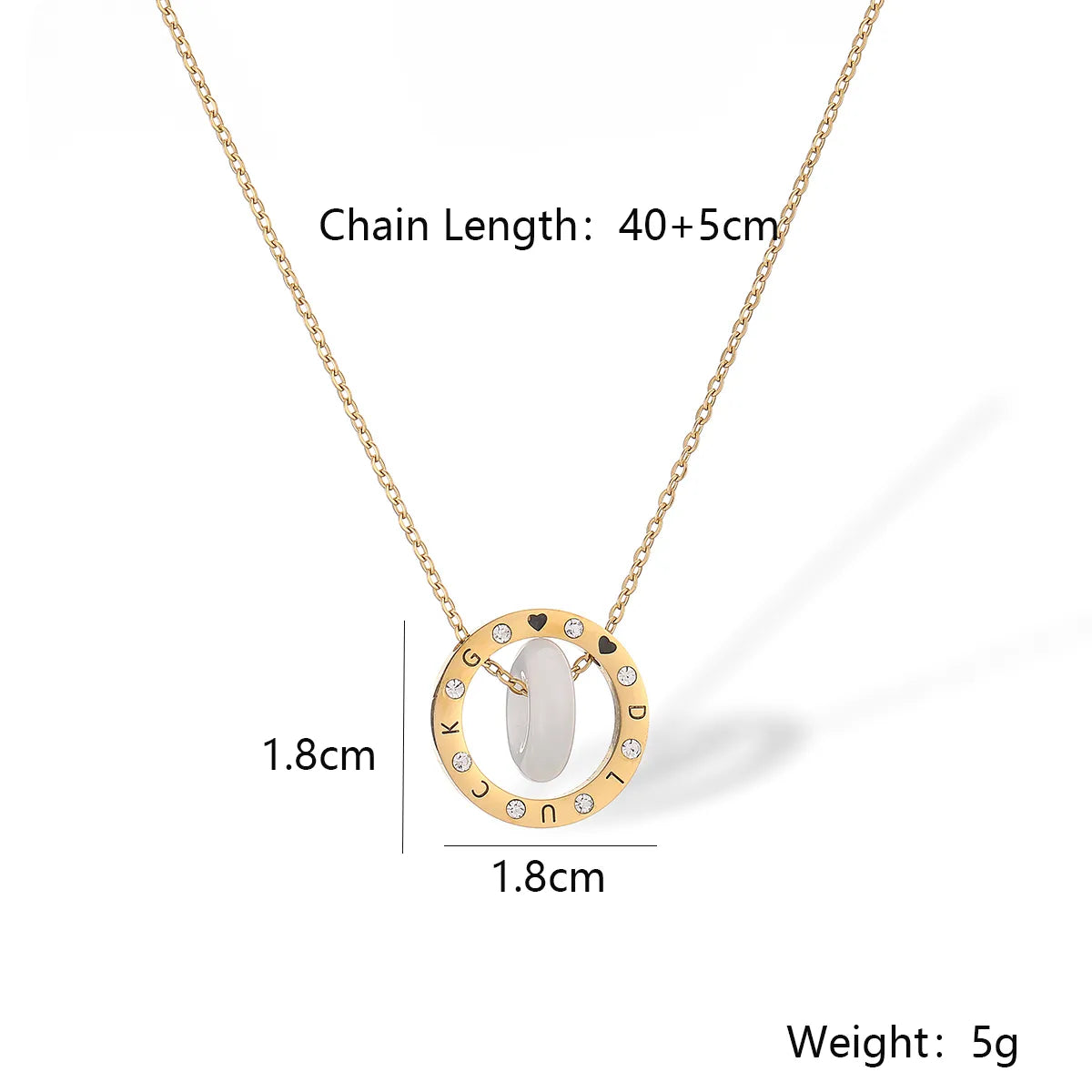 Simple Style Letter Roman Numeral Titanium Steel Plating Inlay Zircon 18k Gold Plated Pendant Necklace