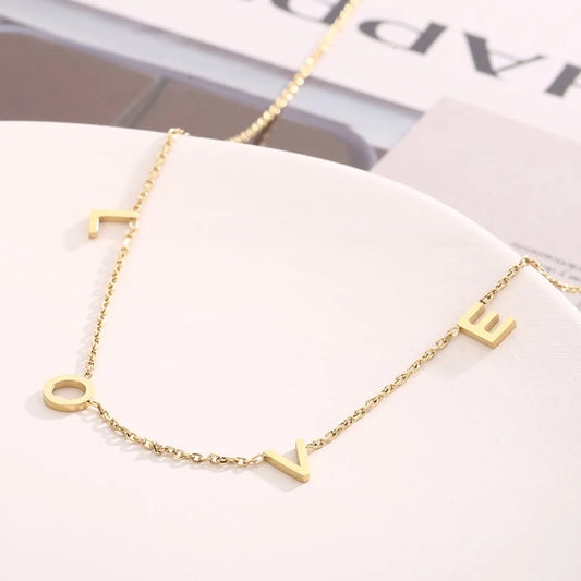 Simple Style Letter Solid Color Stainless Steel Plating 18k Gold Plated Necklace