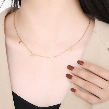 Simple Style Letter Solid Color Stainless Steel Plating 18k Gold Plated Necklace