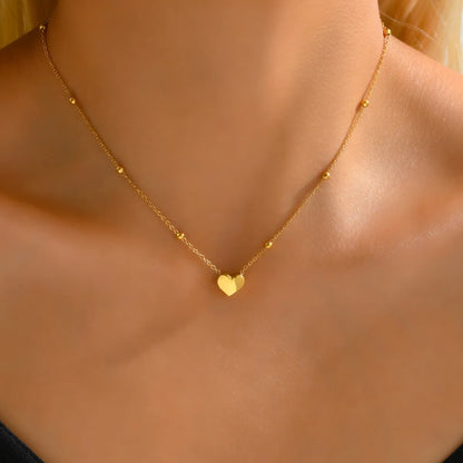 Simple Style Letter Square Heart Shape Stainless Steel Plating Inlay Shell 18k Gold Plated Necklace