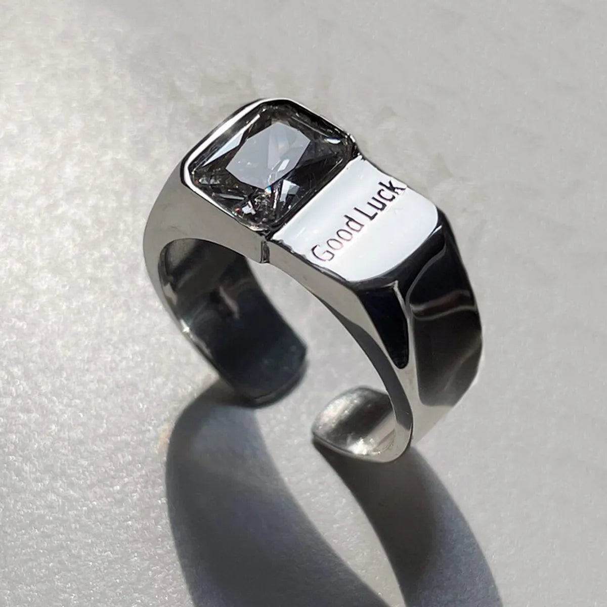 Simple Style Letter Square Zircon Metal Wholesale Open Rings