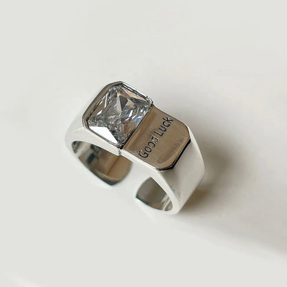 Simple Style Letter Square Zircon Metal Wholesale Open Rings