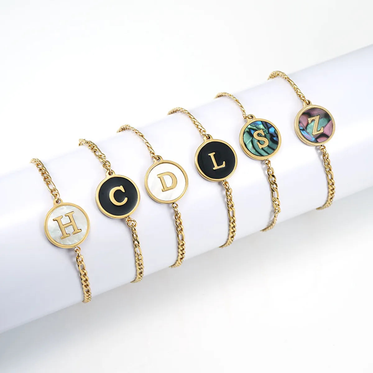 Simple Style Letter Stainless Steel Bracelets Gold Plated Shell Stainless Steel Bracelets