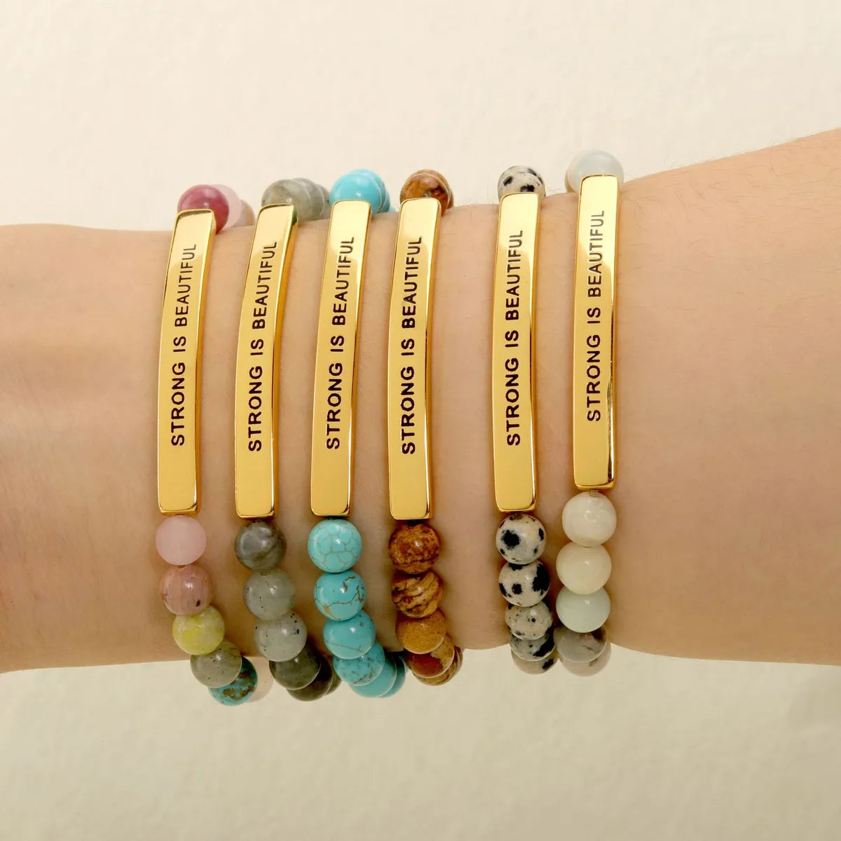 Simple Style Letter Stainless Steel Natural Stone Plating Bracelets 1 Piece