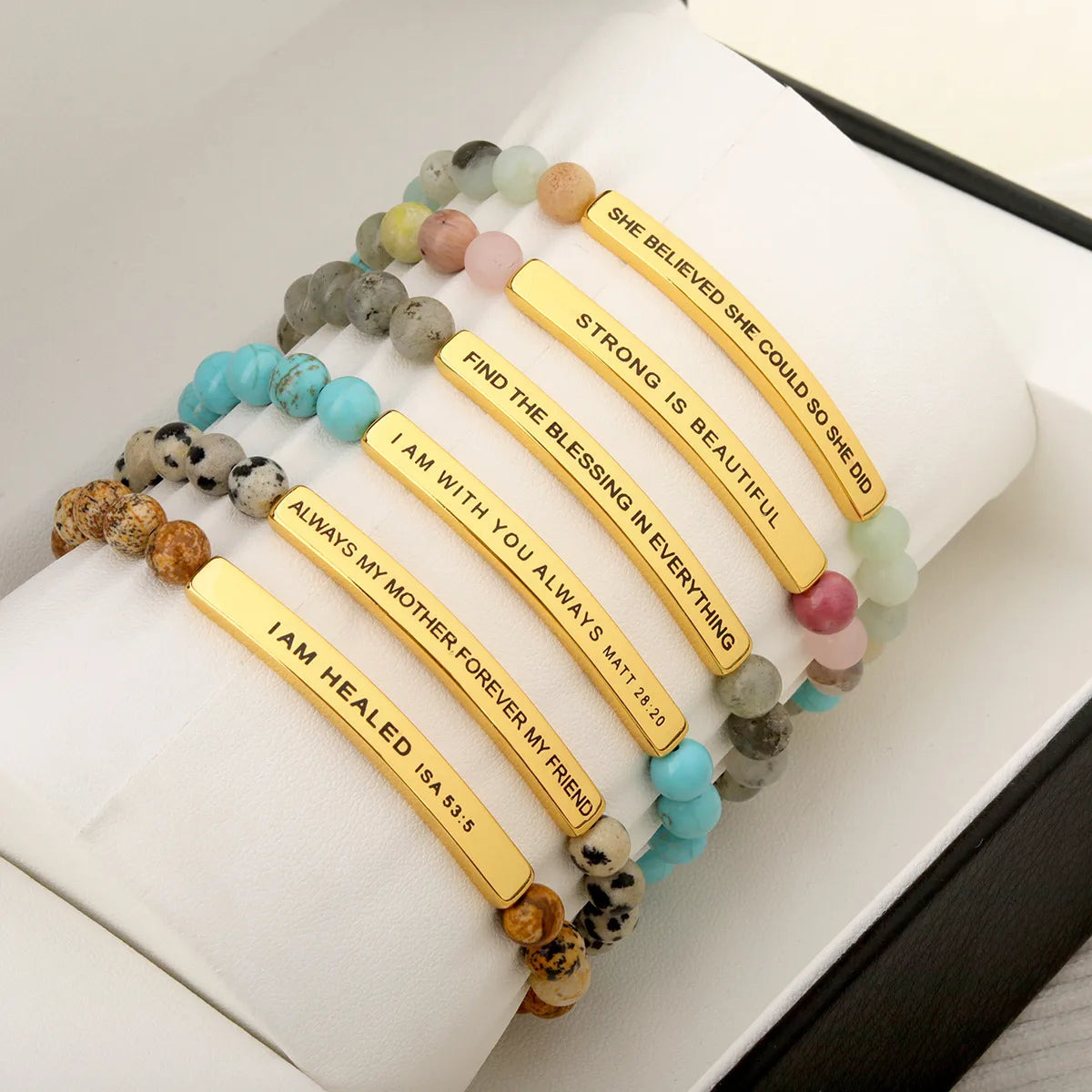 Simple Style Letter Stainless Steel Natural Stone Plating Bracelets 1 Piece