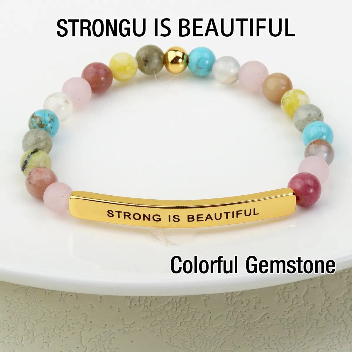 Simple Style Letter Stainless Steel Natural Stone Plating Bracelets 1 Piece