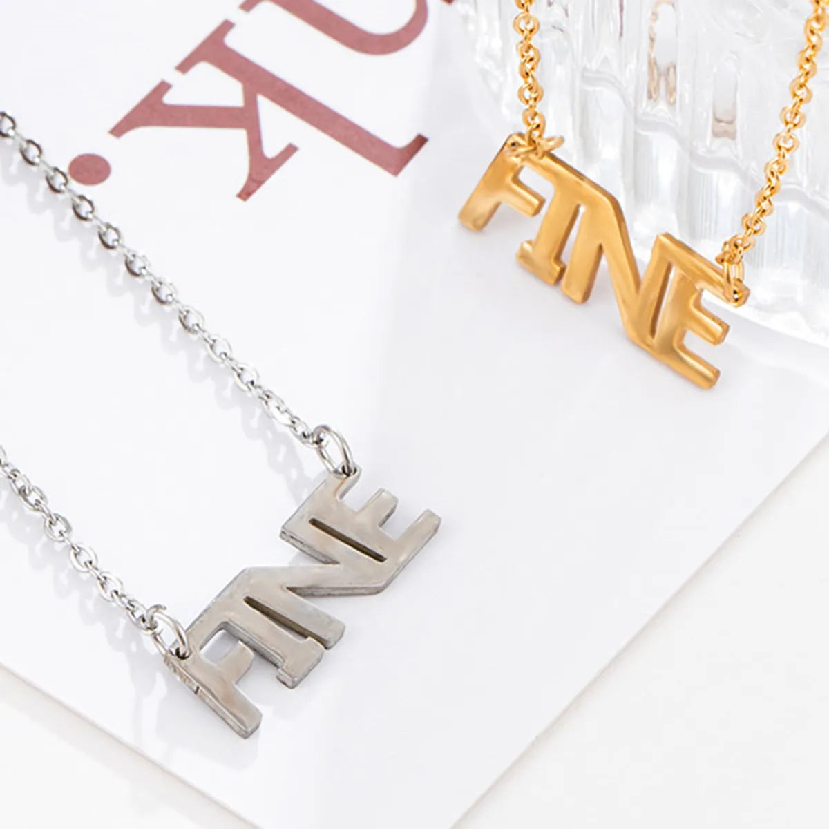 Wholesale Jewelry Simple Style Letter Stainless Steel Metal Pendant Necklace