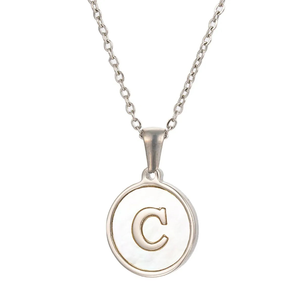 Simple Style Letter Stainless Steel Polishing Plating Shell Pendant Necklace