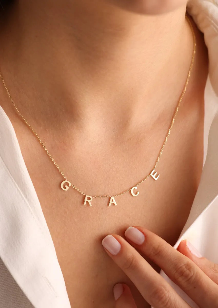 Simple Style Letter Stainless Steel Plating 18k Gold Plated Necklace