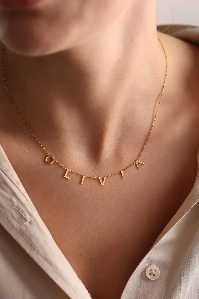 Simple Style Letter Stainless Steel Plating 18k Gold Plated Necklace