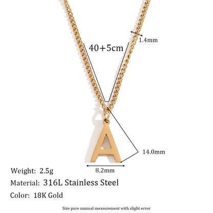 Wholesale Jewelry Simple Style Letter 304 Stainless Steel 18K Gold Plated Plating Pendant Necklace