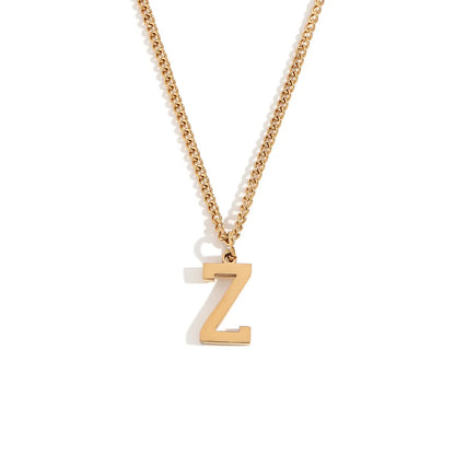 Wholesale Jewelry Simple Style Letter 304 Stainless Steel 18K Gold Plated Plating Pendant Necklace