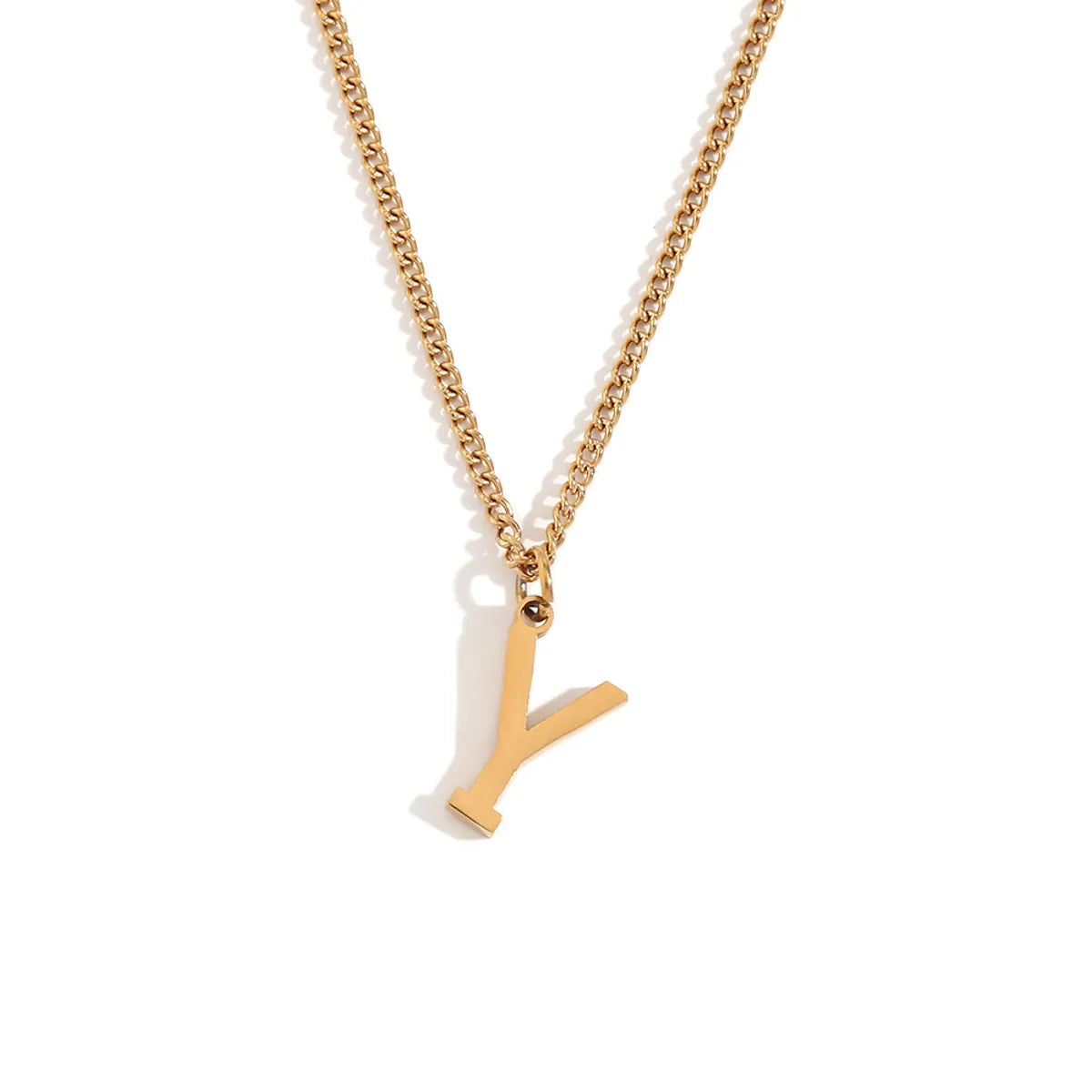 Wholesale Jewelry Simple Style Letter 304 Stainless Steel 18K Gold Plated Plating Pendant Necklace