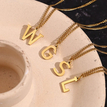 Wholesale Jewelry Simple Style Letter 304 Stainless Steel 18K Gold Plated Plating Pendant Necklace