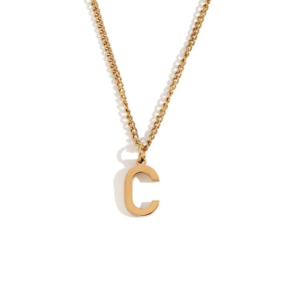 Wholesale Jewelry Simple Style Letter 304 Stainless Steel 18K Gold Plated Plating Pendant Necklace