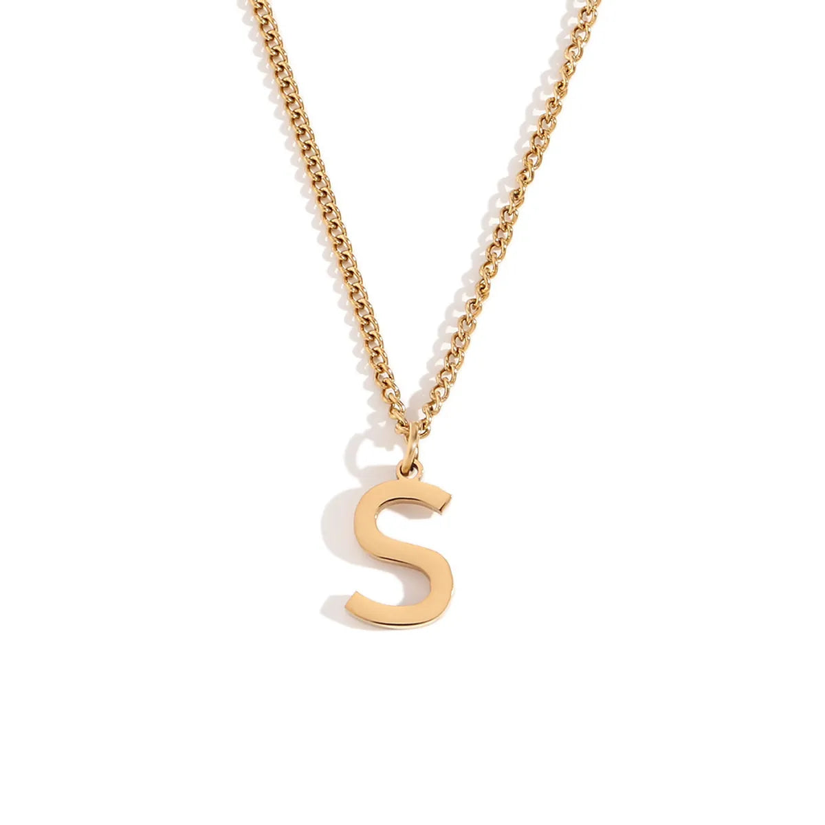 Wholesale Jewelry Simple Style Letter 304 Stainless Steel 18K Gold Plated Plating Pendant Necklace