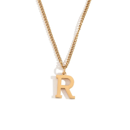 Wholesale Jewelry Simple Style Letter 304 Stainless Steel 18K Gold Plated Plating Pendant Necklace