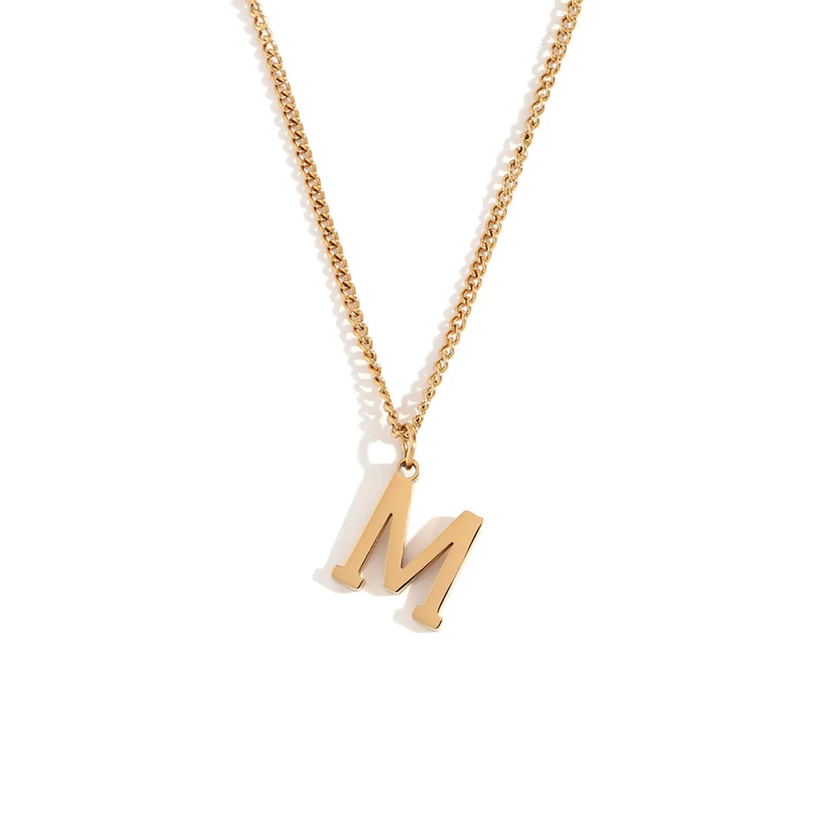 Wholesale Jewelry Simple Style Letter 304 Stainless Steel 18K Gold Plated Plating Pendant Necklace