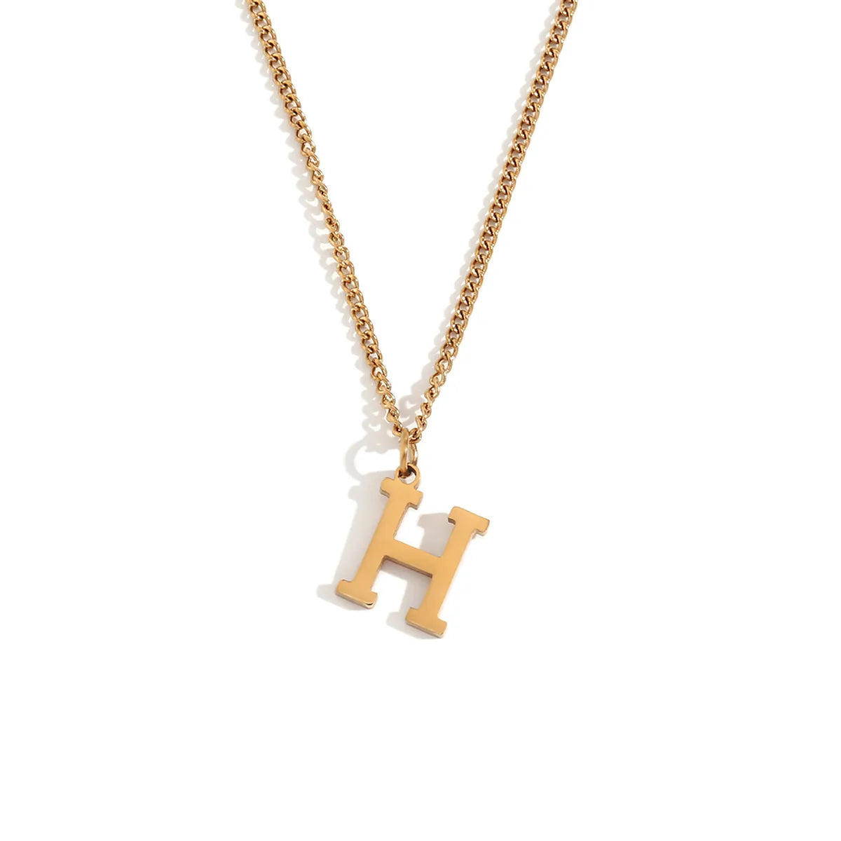 Wholesale Jewelry Simple Style Letter 304 Stainless Steel 18K Gold Plated Plating Pendant Necklace