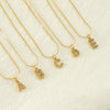 304 Stainless Steel 18K Gold Plated Simple Style Plating Letter Rhinestones Pendant Necklace