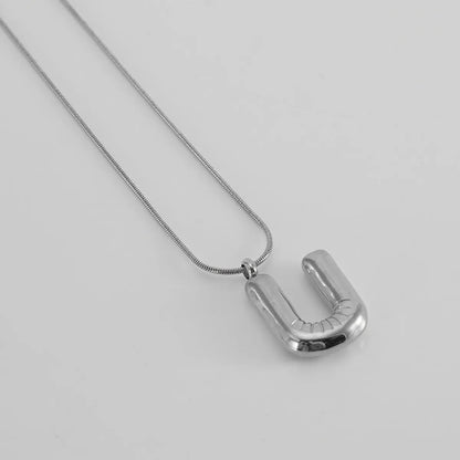 304 Stainless Steel Simple Style Polishing Letter Titanium Steel Pendant Necklace