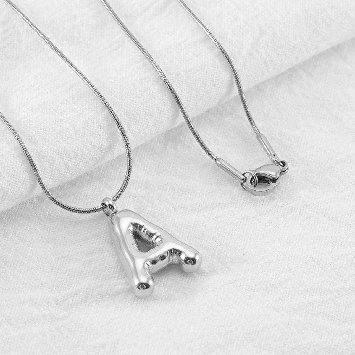 304 Stainless Steel Simple Style Polishing Letter Titanium Steel Pendant Necklace