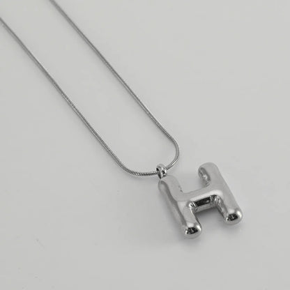 304 Stainless Steel Simple Style Polishing Letter Titanium Steel Pendant Necklace