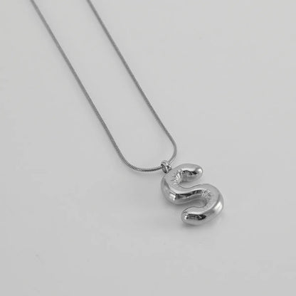 304 Stainless Steel Simple Style Polishing Letter Titanium Steel Pendant Necklace