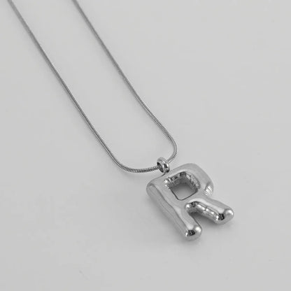 304 Stainless Steel Simple Style Polishing Letter Titanium Steel Pendant Necklace