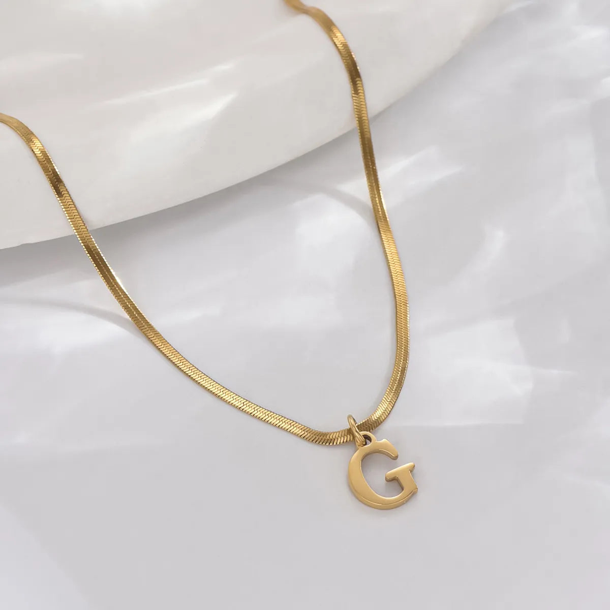 Simple Style Letter Stainless Steel Polishing Plating 14k Gold Plated Pendant Necklace