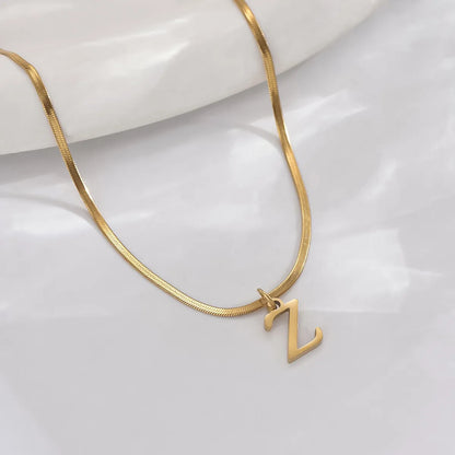 Simple Style Letter Stainless Steel Polishing Plating 14k Gold Plated Pendant Necklace