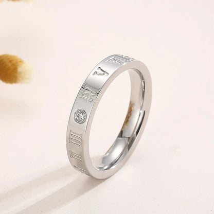 Simple Style Letter Stainless Steel Polishing Zircon Rings 1 Piece