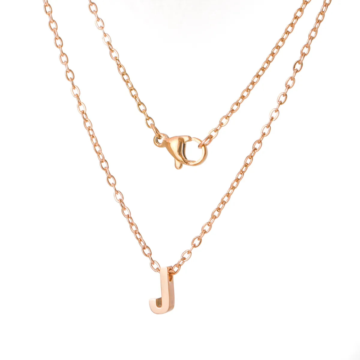 Stainless Steel Rose Gold Plated Simple Style Letter None Pendant Necklace