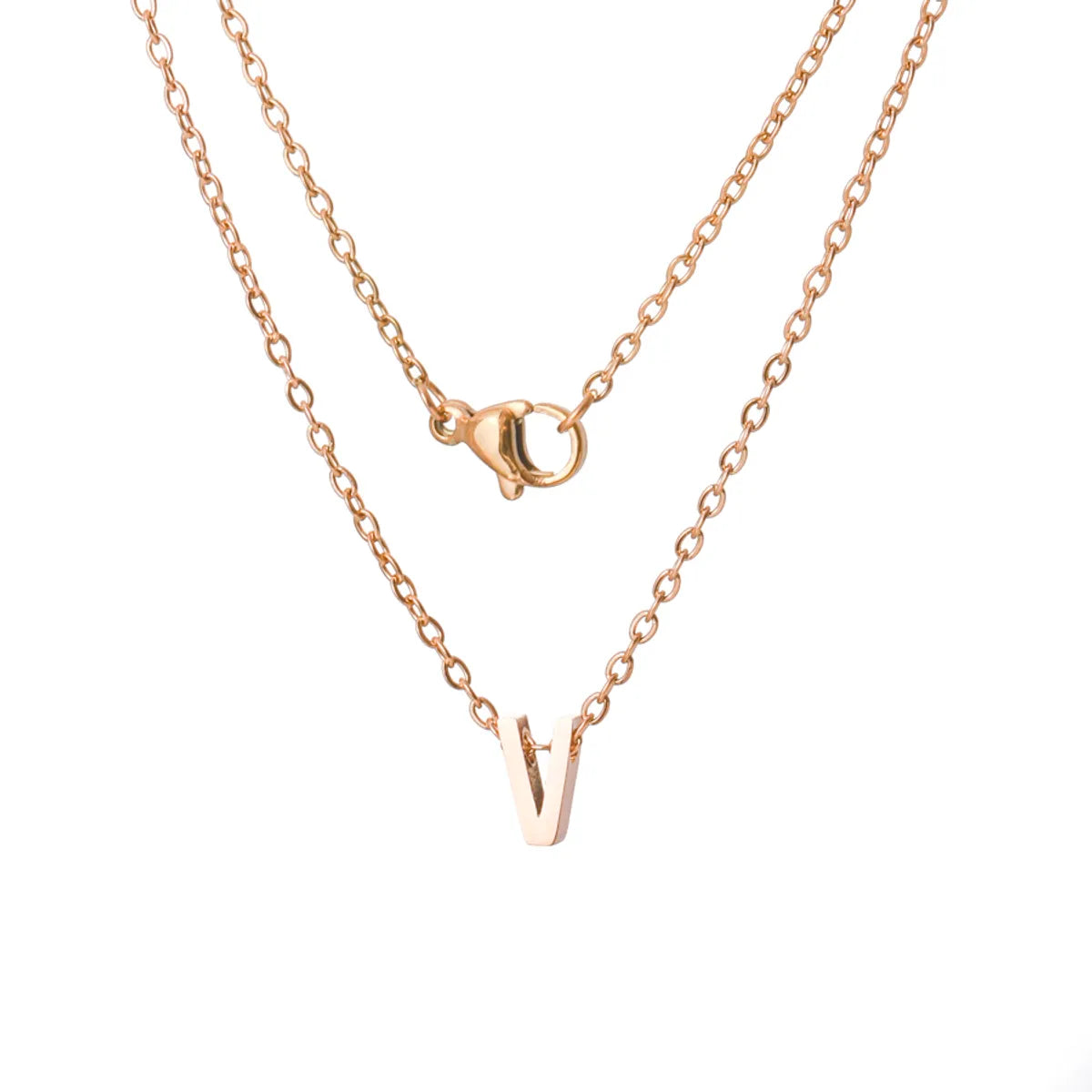 Stainless Steel Rose Gold Plated Simple Style Letter None Pendant Necklace