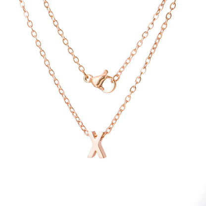 Stainless Steel Rose Gold Plated Simple Style Letter None Pendant Necklace