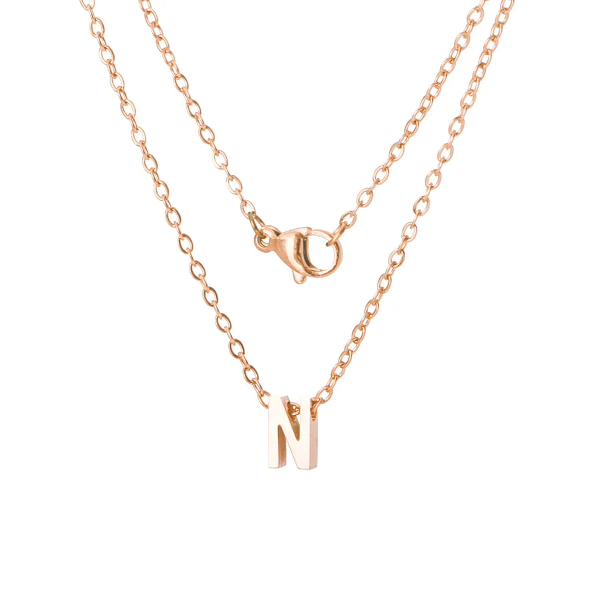 Stainless Steel Rose Gold Plated Simple Style Letter None Pendant Necklace